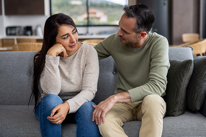 decorative image, man consoling a women