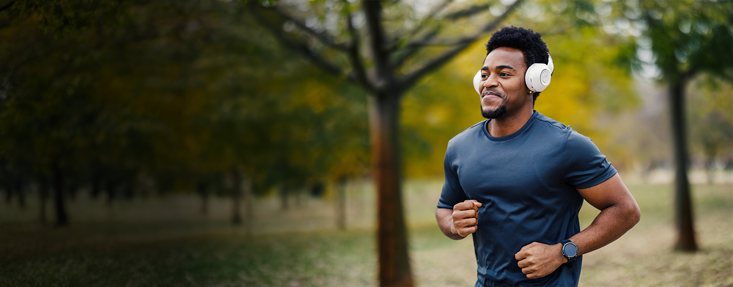 decorative image, man running outside